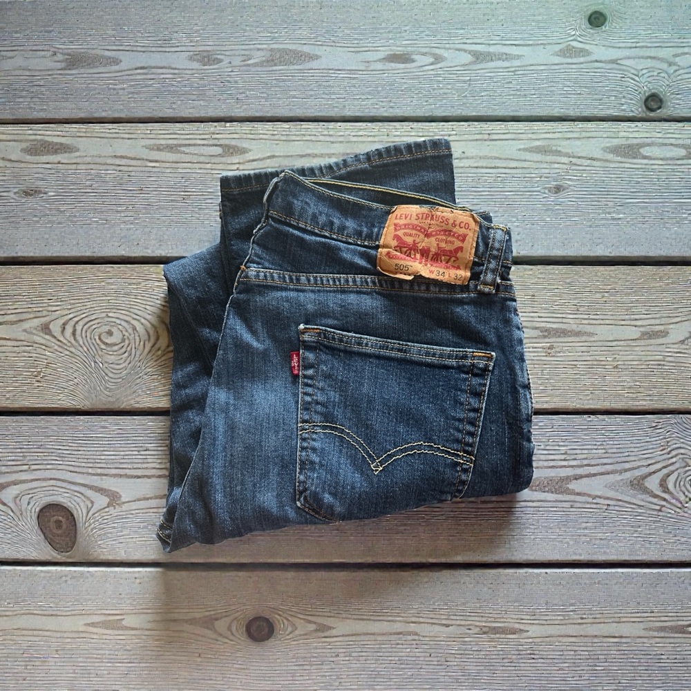 Levi's Dark Blue Denim Jeans 505 34x 32